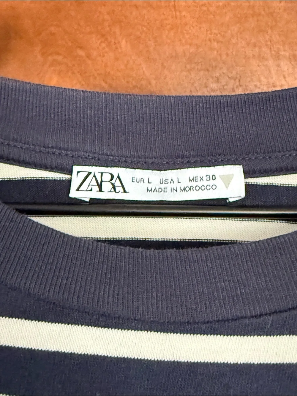 Zara - Boxy Nautical Striped Short-Sleeve Tee - Navy / White - Women’s Large